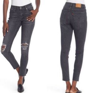 LEVI'S Distress Raw Cut Cropped Curvy Skinny Jeans